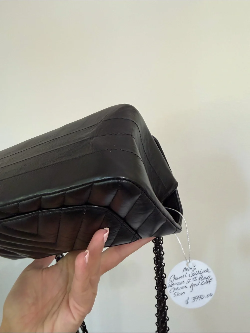 CHANEL SO BLACK REISSUE 2.55 FLAP CHEVRON AGED CALFSKIN MINI